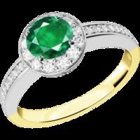 An elegant emerald & diamond cluster style ring in 18ct yellow & white gold