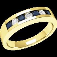 An elegant Round Brilliant Cut sapphire & diamond eternity ring in 18ct yellow gold