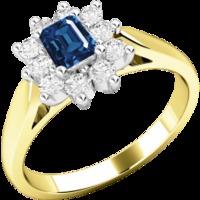 an elegant sapphire diamond cluster style ring in 18ct yellow white go ...