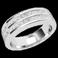 An elegant double row diamond set ladies wedding ring in 18ct white gold