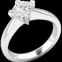 an elegant princess cut solitaire diamond ring in 18ct white gold