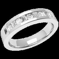 An eye-catching Baguette & Round Brilliant Cut diamond eternity ring in 18ct white gold