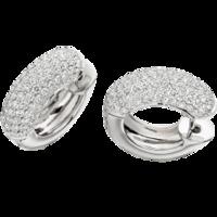 an elegant pair of round brilliant cut diamond hoop earrings in 18ct w ...