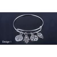 Antique Style Silver Charm Bangle; 2 Designs