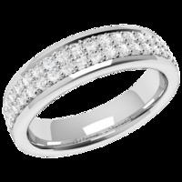 An elegant double row diamond set ladies wedding band in palladium