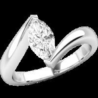 an eye catching marquise cut solitaire diamond ring in 18ct white gold