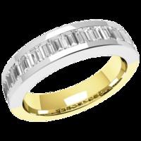 An elegant Baguette Cut diamond set wedding ring in 18ct yellow & white gold