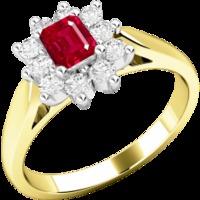 An elegant ruby & diamond cluster style ring in 18ct yellow & white gold