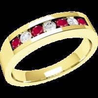 an elegant round brilliant cut ruby diamond eternity ring in 18ct yell ...