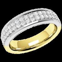 An elegant double row diamond set ladies wedding band in 18ct yellow & white gold