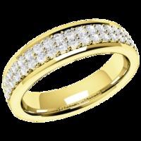 An elegant double row diamond set ladies wedding band in 18ct yellow gold