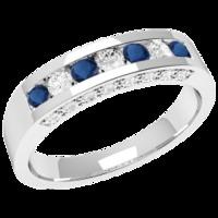 An elegant Round Brilliant Cut sapphire & diamond eternity ring in 18ct white gold