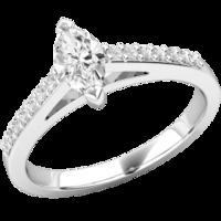 an elegant marquise cut diamond ring with shoulder stones in 18ct whit ...