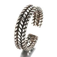 Antique Silver Vintage Stype Open Band Midi Ring for Men/Women