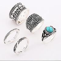 antique silver elephant turquoise alloy ring midi rings daily casual 1 ...