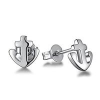 Anchor Cross Non Stone Stud Earrings Jewelry Wedding Party Halloween Daily Casual Alloy Silver Plated 1 pair Silver