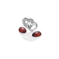 Anais Sterling Silver Double Heart and Garnet Charm EX106