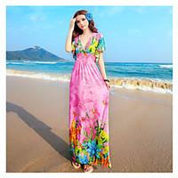 AOLD Women\'s Sexy/Beach/Print/Maxi/Plus Sizes Stretchy Sleeveless Maxi beach Dress (Vicose/Polyester/Lycra)