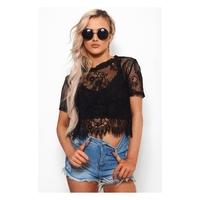 aoife black eyelash lace blouse