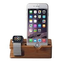 apple watch and iphone bamboo stand charging dock station bracket crad ...