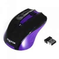 Approx APPWMEP Wireless Optical Mouse, 1200 DPI, Nano USB - Black/Purple