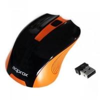 Approx Wireless Optical Mouse, 1200 DPI, Nano USB, Black & Orange