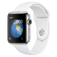 Apple Watch Series 2 - 38 Mm - Stainless Steel - Smart Watch With Sport Band - Fluoroelastomer - White - S/m/l Size - Wi-fi, Bluetooth - 41.9 G