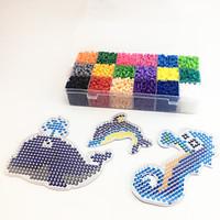 Approx 5400PCS 18 Color 5MM Fuse Beads Set with 3PCS Random Mixed Shape Template Clear Pegboard Sea Horse Dolphin Clownfish DIY Jigsaw(Set A 18300PCS