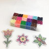 Approx 5400PCS 18 Color 5MM Fuse Beads Set with 3PCS Random Mixed Shape Template Clear Pegboard Flower Bee Butterfly DIY Jigsaw(Set B 18300PCS)