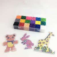 Approx 5400PCS 18 Color 5MM Fuse Beads Set with 3PCS Random Mixed Shape Template Clear Pegboard Giraffe Parrot Bear DIY Jigsaw(Set A 18300PCS)