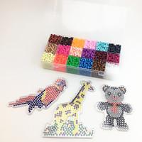 Approx 5400PCS 18 Color 5MM Fuse Beads Set with 3PCS Random Mixed Shape Template Clear Pegboard Giraffe Parrot Bear DIY Jigsaw(Set B 18300PCS)