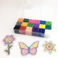 Approx 5400PCS 18 Color 5MM Fuse Beads Set with 3PCS Random Mixed Shape Template Clear Pegboard Flower Bee Butterfly DIY Jigsaw(Set A 18300PCS)