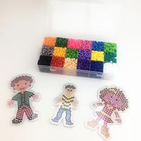 Approx 5400PCS 18 Color 5MM Fuse Beads Set with 3PCS Random Mixed Shape Template Clear Pegboard Family Parent Children DIY Jigsaw(Set A 18300PCS)