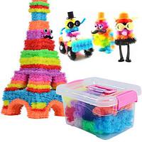 Approx 750PCS DIY Bunchems Building Block Toys Set with 70 Accessory Kid Squish Connect Create Squeezing Assembly Bunchems Ball Educational Toys Kit