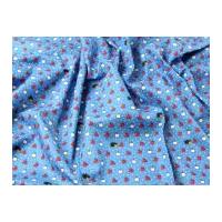 Apple Party Print Cotton Poplin Dress Fabric Blue