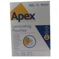Apex A4 Medium Duty Laminating Pouches Clear Pack of 100 6003501