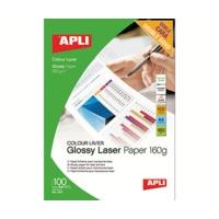 apli laser paper glossy double sided 160gsm a4 ref 11817 100 sheets