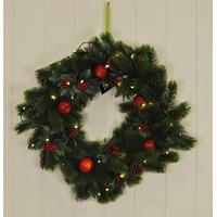 Apple & Holly 56cm Christmas Wreath with LED Lights