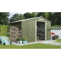 Apex Metal Shed and Log Store 9 x 4ft - Light Green