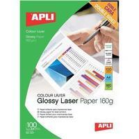 apli a4 laser paper glossy double sided 160gm2 100 sheets