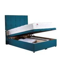 Appian Ottoman Divan Bed and Mattress Set Teal Chenille Fabric Super King 6ft