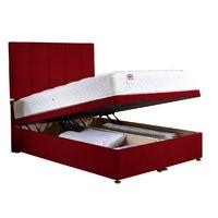 Appian Ottoman Divan Bed and Mattress Set Raspberry Chenille Fabric King Size 5ft