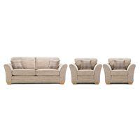 April Fabric 3 Seater Sofa and 2 Armchair Suite Oatmeal