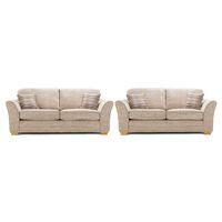 April Fabric 3 and 2 Seater Sofa Suite Oatmeal