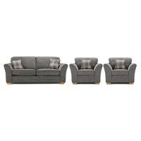 April Fabric 3 Seater Sofa and 2 Armchair Suite Grey