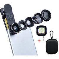 Apexel Deluxe Universal 5 in 1 Camera Lens Kit for iPhone 7 6/6s 6Plus/6s Plus Samsung Galaxy S7/S7 EdgeS6/S6 Edge Note 5 4-Fisheye Lens