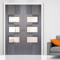 apollo chocolate grey 3l door pair with clear safety glass prefinished