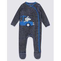 applique striped sleepsuit