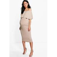 april off the shoulder midi dress sand