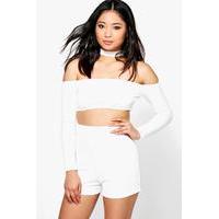 April Cut Out Choker Long Sleeved Playsuit - ivory
